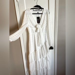 Shein white dress with gold elements